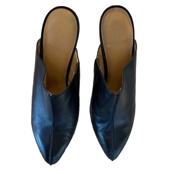 Nine West Salome Black Leather Slip On Mules Wedges Women's shoes Size 8 M - Picture 7 of 7